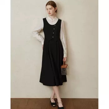 Elegant Office Lady A-Line Dress with Turtleneck